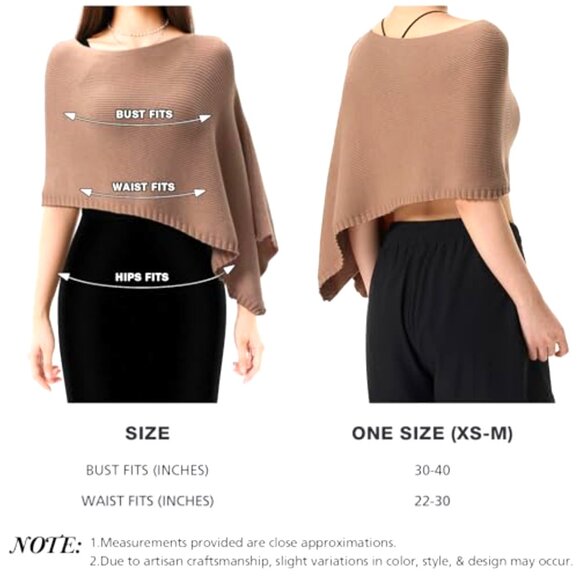 Lightweight Knit Poncho Shrug Brown Asymmetrical Layering - Picture 4 of 6